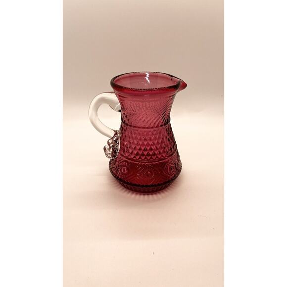 Vtg Pilgram Creamer Cranberry Glass Bennington Applied Handle Red Cottage Coffee - Picture 3 of 6